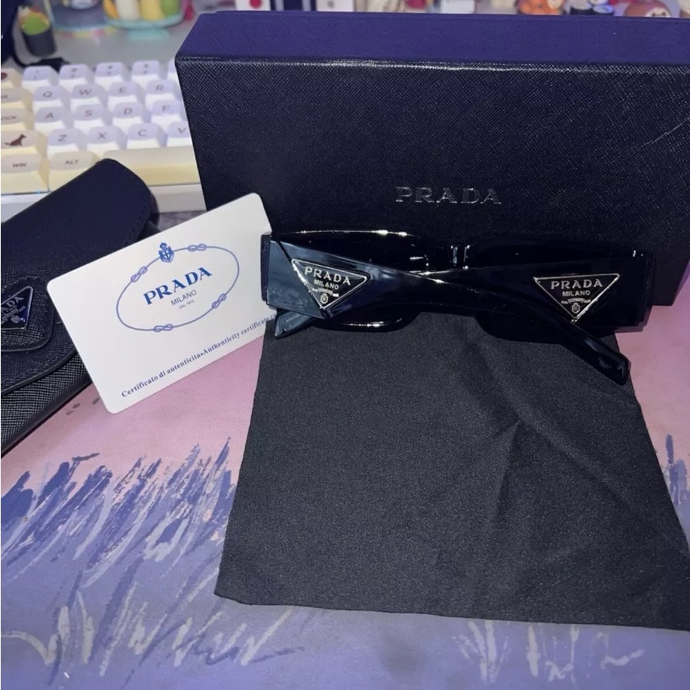 Prada PR17WS 1AB5S049 Women's Sunglasses 49 mm Black / Dark Grey Lens - Picture 10 of 13